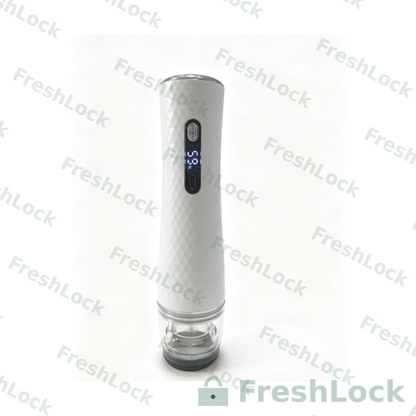 FreshLock Pro เครื่องซีลสูญญากาศแบบพกพา — เครื่องซีลสูญญากาศแบบพกพา สุญญากาศ -60 kPa ถาดรองน้ำถอดได้ ชาร์จ USB-C ถุง BPA-free ป้องกันน้ำแข็งจับบนอาหาร ใช้ได้กับถุงสุญญากาศส่วนใหญ่